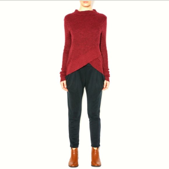 Boho Wrap Sweater Plum Linen Blend 